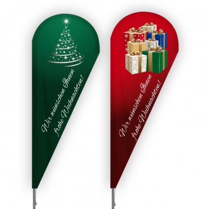 Beachflag Alushepherd mit Weihnachtsmotiv in grün oder rot