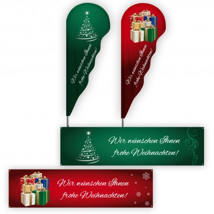 Beachflags und Spannbänder mit Weihnachtsmotiv - Weihnachtsbanner - Weihnachtsfahnen