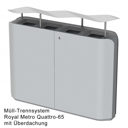 Abfallbehälter Mülltrennung Royal Metro Quattro-65 mit Überdachung